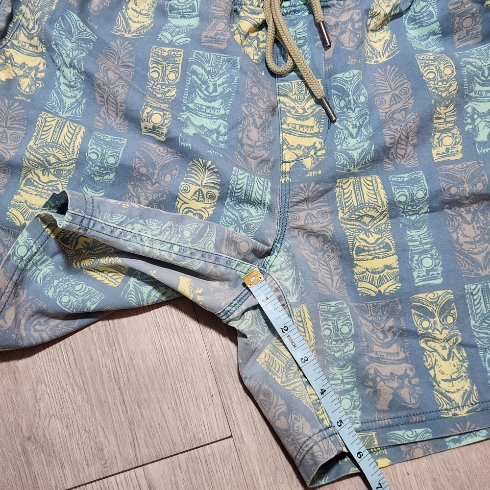 Men's Blue and Yellow Swim Shorts - Picture 4 of 5